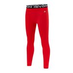 DEVOROPA Boys Leggings Quick Dry Youth Compression Pants Sports Tights Basketball Base Layer Red S