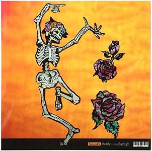 Inlay Stickers for Guitars, Bass & Ukuleles - Grateful Dead Dancing Skull & Roses/Happy Skeleton,B-315GD-SK