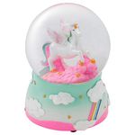 Unicorn Rainbows on Teal Musical Figurine 100MM Water Globe Plays Tune The Unicorn