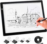 comzler A4 LED Light Board, 3 Level Dimmable Brightness USB Power Artcraft Light Table for Tracing, Light Drawing Sketch Pad for Animation, Sketching, Drawing, Stenciling, Artists - Black