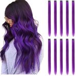 RINBOOOL Purple Hair Extensions Clip in, 22 Inch 10 Pieces Long Straight Colored, for Kids Girls Women Highlight Party, Synthetic