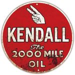 Retro Metal tin Sign Kendall Gasoline/Motor Oil Signs, 12" Diam Home Cave Garage bar Wall Decoration Vintage Metal Sign