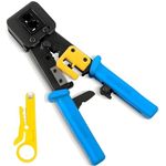 COOLCOLD Crimping Tool RJ45 | Wire Cutter | Pass Through Cat5 Cat5e Cat6 Multifunctional Professional Heavy Duty Tools Kit, Crimping with Cable Stripper | Wire Stripper | Wire Cutter