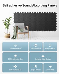 Soundsbay Acoustic Panels 12-Pack – Black Soundproof Foam Tiles