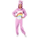 Rubie's 702763M000 Care Cheer Bear Comfy-wear Hooded Costume Jumpsuit Adult Sized, Men, Women, Cartoon, As Shown, 14-16