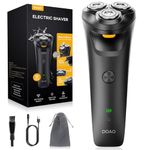 DOAO Electric Razor for Men, 100% Waterproof, Gentle on Sensitive Skin, Wet & Dry Rotary Electric Shavers for Men, Pop-up Beard Trimmer, 120 Min Shaving, 1.5H Fast Charge, Ergonomic Men's Shaver