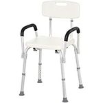 HOMCOM Adjustable Shower Chair, Shower Seat, Portable Medical Stool with Adjustable Back and Armrest for Mobility