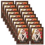 PETAFLOP Wooden 5x7 Picture Frame Set of 18, Rustic Brown Photo Frames Fits 5 by 7 for Wall or Tabletop Display
