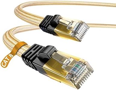 DanYee Cat 8 Ethernet Cable - Nylon 100ft High Speed Professional Gold Plated Plug STP Wires - CAT 8 RJ45 Ethernet Cable 3ft, 50ft, 66ft