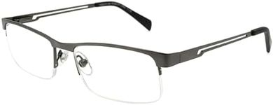 Foster Grant Men's Lamar Rectangular Reading Glasses, Gunmetal/Transparent, 59 mm