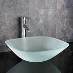 Clickbasin Monza 31cm Counter Mounted Square Frosted Glass Sink Bathroom Basin