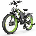 KEQJSK Electric Bike 29/26" x4.0 Fat Tire 750W(Peak 1000W)/2X750W (Peak 2000W) Dual-Motor,Max Speed 50KM/H 48V 13Ah/23Ah Removable Battery Mountain Electric Bikes for Adults (26in-2x750w-48V 23AH-G)