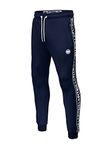 PITBULL - Tracksuit Bottoms Men Oldschool Tape Logo, Regular Cut Joggers for Men, Mens Tracksuit Bottoms with Pockets, Jogging Bottoms Men, Mens Activewear, Gym Clothes Men - S, Blue