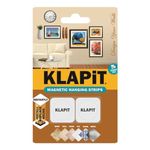 KLAPiT Magnetic Picture Hanging Strips Heavy Duty No Drill No Damage Mounting with Lifetime Reusable Steel Plates, Magnets | Double Sided Nano Tape - Wall, Wood, Glass, Metal Holds 1Kg Instant Use 2pc