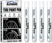 Tire Paint Pen, 4 Pack White Marker Pen Tire Paint Marker Pen Waterproof Oil Based Car Tire Tracing Pen for Auto Rubber Tyre (White)