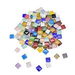 ZKSM 500Pcs Mosaic Tiles Mixed Color Mosaic Glass Pieces Chips Square Stained Glass Stone for DIY Art Craft Projects, Handmade Decoration, 0.39x0.39 inch