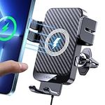 MOKPR Car Phone Holder Wireless Charger, 15W Wireless Car Charger, Auto-Clamping Car Phone Holder Charger Air Vent Mount Compatible for iPhone 15/14/13/12/11/X/8, Samsung S22/S21/S20, etc