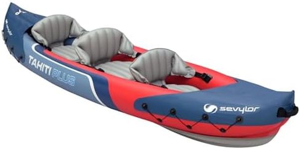Sevylor Tahiti Plus Kayak, Inflatable Canoe for 2/3 persons, Inflatable Boat, Paddle Boat with Robust PVC Outer Shell, Straps for Fastening Luggage, Bar Construction for High Stability on the Water