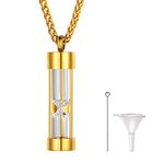 Richsteel Gold Pendant Necklaces for Women Hourglass Vial Necklace Memorial Cremation Mens Ashes Jewellery