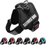 ALBCORP Reflective Service Dog Vest / Harness, Woven Polyester & Nylon, Neoprene Padding, XXS, BLACK