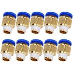 10 PCS Straight Pneumatic Push to Quick Connector Air Fittings Adapter 6mm Diameter Thread 1/4 BSP Set for Pipe Pneumatic Tools