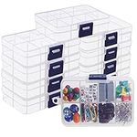 BELLE VOUS Bead Storage Box with 8 Compartments (10 Pack) - Plastic Organiser Box for Arts & Craft Accessories & Jewellery - Craft Storage Box/Bead Box Set - Compartment Storage Boxes