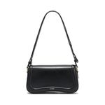 JOLLQUE Crescent Shoulder Bag for Women,Small Leather Strap Dumpling Handbag Purse,Unique Trendy Designer Hobo Crossbody Bags(Black)