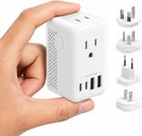 220V to 110V Converter Voltage Converter US to Europe Voltage Converter for Hair Dryer with 2 USB A and 2 USB C, European Travel Adapter Power Converter Adapter Combo from US to Italy UK AU White