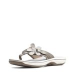 Clarks womens Brinkley Flora Flip Flop, Pewter Synthetic, 5 US