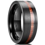 King Will Nature 8mm Black Wood Men Tungsten Wedding Ring Wood Inlay Tungsten Wedding Band Ring for Men Women Matte Brushed Comfort Fit 8