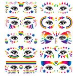 Nirbffo Rainbow Tattoo Pride Temporary Face Tattoos Lgbt Tattoo Sticker Waterproof Rainbow Flag Sticker Party for Women Men Pride Pack of 10