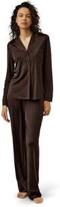 LilySilk Pure 100% Silk Jersey Pajamas for Women Long Summer Silk Knit Sleepwear Cool Cocoa Brown Large