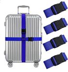 Luggage Straps for Suitcases, Secure Your Belongings, Made Seat Belt Material Size 2" X6.5FT for Trolley Bags, Duffel Bags (4 Pack, Blue)