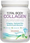 Total Body Collagen - Antiaging, Hydrated Skin, Muscle & Joint Recovery. 100% Complete Amino Acids with Hyaluronic Acid, Glutamine, and Biotin. Orange, 500g