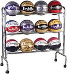 Champion Sports Chrome Frame Rolling Basketball Storage Cart - Multiple Styles