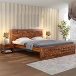 Ferrovilla Tango King Size Sheesham Wood Bed for Bedroom | Sheesham Wood Bed | Solid Wood Bed | Bed with Storage | King Size Bed | Double Bed | Bedroom Furniture | Wooden Bed | 2 Years Warranty