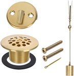 PRIMSOPH Trip Lever Overflow Faceplate Tub Drain Trim Kit with Linkage Conversion Kit Assembly Universal Fine Coarse Thread Replacement Brushed Gold