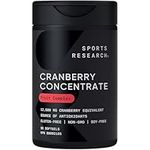 SportsResearch Cranberry Fruit Complex Supplement - Softgels for Urinary Tract Health Support - Equal to 25,000mg of Cranberries, Made with Pacran & Vitamins C & E - Non-GMO & Gluten Free - 90 Count