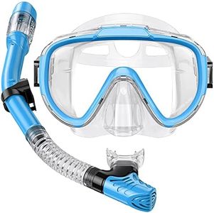 Seovediary Snorkel Set Adults Snorkeling Gear Anti-Fog Panoramic View Swim Mask Dry Top Snorkel Kit with Carry Bag for Snorkeling Scuba Diving Swimming Travel