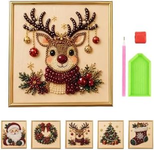 DIY Christmas Pearl Art Kit for Adults 3D Pearl Beads Art Craft, Reindeer