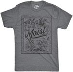 Mens Moist Floral Print Tshirt Funny Gross Word Tee (Dark Heather Grey) - L