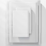 SAKIAO 1000 Thread Count Luxury Heavy Cotton Sheets,100% Egyptian Cotton Sheets Queen Bed Sheet Set,Very Smooth Soft & Thick Sateen Weave Fits Mattress Upto 18'' DEEP Pocket (White, Queen)