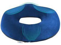 TheComfortZone Donut Cushion For Coccyx & Tailbone Pain Pressure Relief | Memory Foam Orthopedic Doughnut Seat Cushion for office chair | Hemorrhoid, Pregnancy Post Natal, Surgery, Sciatica (Blue)