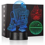 3D Star Wars Lamp, ZNZ LED Optical Illusion Night Light, 16 Colors Changing Remote Touch Mood Lamp - Perfect Christmas and Birthday Gifts for Kids Men Women and Star Wars Fans