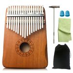 BAIRUTONG 17 Key Kalimba Thumb Piano | Mahogany Mbira, and Ore Steel Tines, with Tuning Hammer, Finger Covers, Key Stickers and More Included,Great Gifts for Kids and Adults
