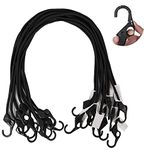 XSTRAP 10 pcs Bungee Cords with Finger-Hole Design Ensures 3-Time Strength, Comes in A Zippered Storage Bag, Elastic from 48 Inch (Black)