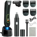 WarmWink Rechargeable Body Hair Trimmer for Men, 2 in 1 Body Groomer for Men, Replaceable Hair Cutting Blade & Shaver Head, IPX7 Waterproof Wet/Dry Ball Groin Trimmer with Charging Base