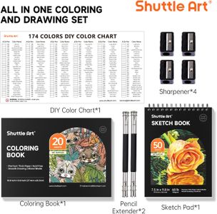 Shuttle Art 174-Count Colouring Pencils Set – Vibrant Artist Colours