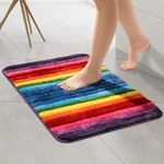 NIENLCIP Bath Rugs for Bathroom Rainbow Bathroom Rugs Colorful Microfiber Plush Bath Mat Soft and Absorbent Bath Carpet Non-Slip Backing 20"x32"