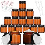 Yishik 15 Pack 4 oz Amber Glass Jar With Lids,Empty Round Cosmetic Jars Face Cream Containers for Powder,Lotion,Beauty Products,Travel Use